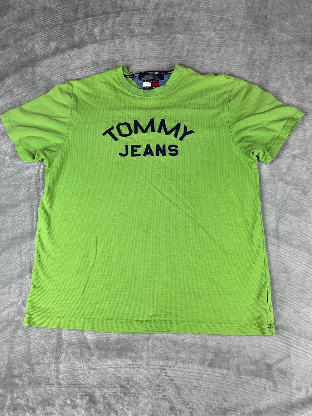 Vintage Y2K Tommy Jeans Lime Green Spellout Tee M